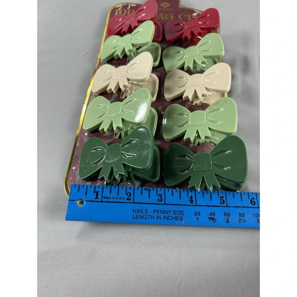 10pc Christmas Bow Bag Clips Magnetic Food Sealing Clips Holiday Kitchen Set New